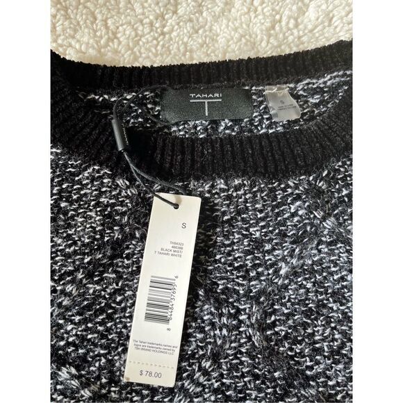 Tahari NWT black and white marbled sweater size S - Picture 8 of 8